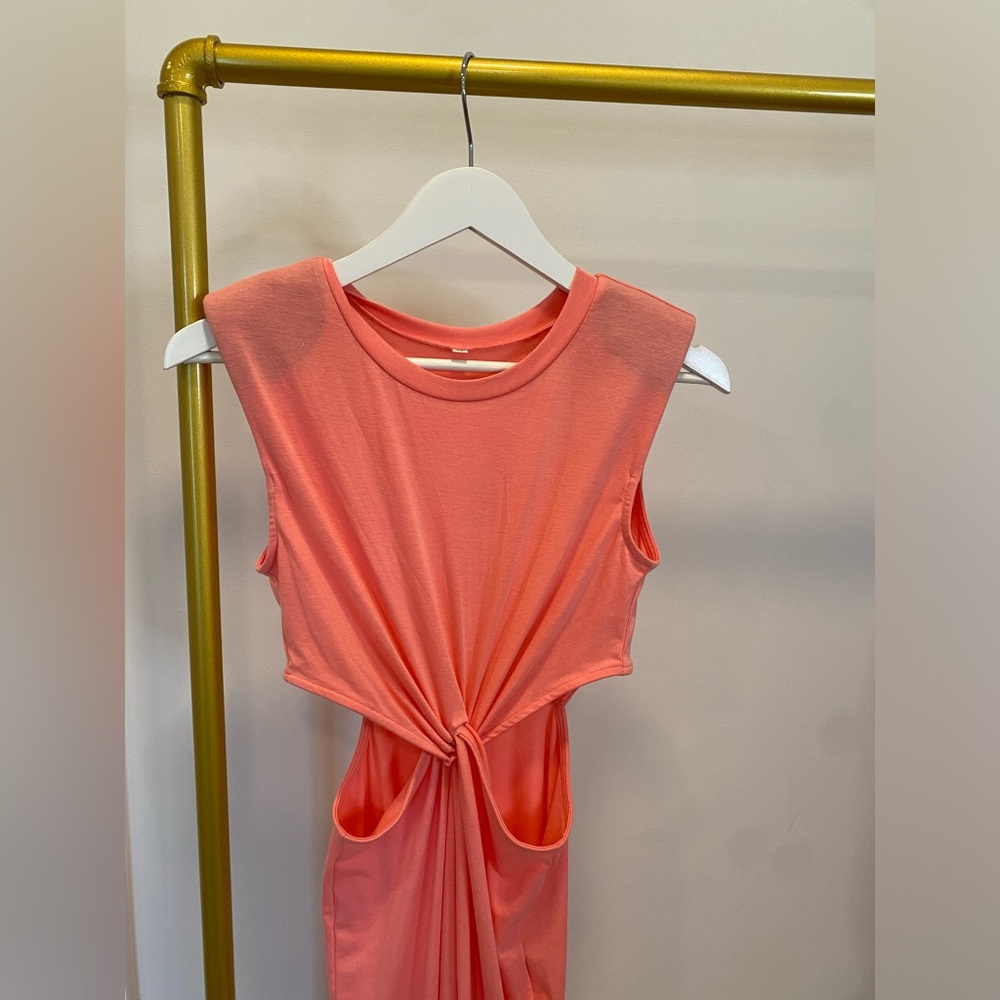 Coral Midi Cut Out Asymmetrical Dress Size X-Small #Lux-G